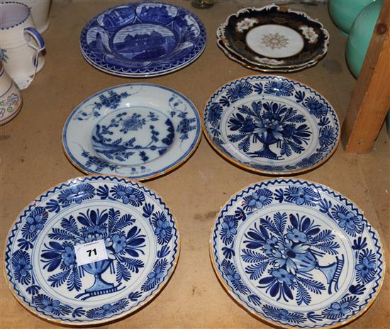 4 Delft dishes & 4 other decorative plates